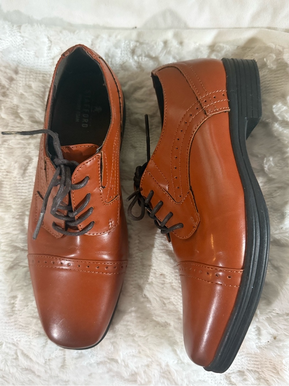 Stafford Dane Jr Boys Brown Dress Shoes Size 4M